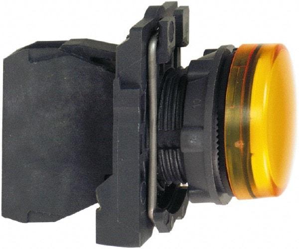 Schneider Electric - 24 VAC/VDC at 50/60 Hz Orange Lens LED Pilot Light - Round Lens, Screw Clamp Connector, 30mm Wide, Vibration Resistant, Water Resistant - All Tool & Supply