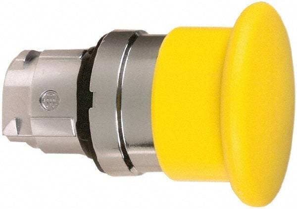 Schneider Electric - 22mm Mount Hole, Extended Mushroom Head, Pushbutton Switch Only - Round, Yellow Pushbutton, Nonilluminated, Momentary (MO) - All Tool & Supply