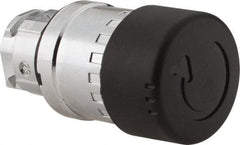 Schneider Electric - 22mm Mount Hole, Extended Mushroom Head, Pushbutton Switch Only - Round, Black Pushbutton, Nonilluminated, Maintained (MA) - All Tool & Supply