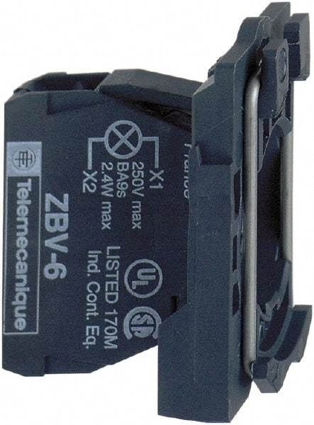 Schneider Electric - 24 VAC/VDC at 50/60 Hz Blue Lens LED Indicating Light - Screw Clamp Connector, Electromagnetic Field Resistant, Electrostatic Discharge Resistant, Vibration Resistant - All Tool & Supply