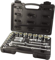 Paramount - 22 Piece 1/2" Drive Chrome Finish Socket Set - 12 Points, 5/16" to 1-1/4" Range, Inch Measurement Standard - All Tool & Supply