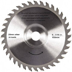 QEP - 6-3/16" Diam, 20mm Arbor Hole Diam, 36 Tooth Wet & Dry Cut Saw Blade - Tungsten Carbide-Tipped, Crosscut Action, Standard Round Arbor - All Tool & Supply