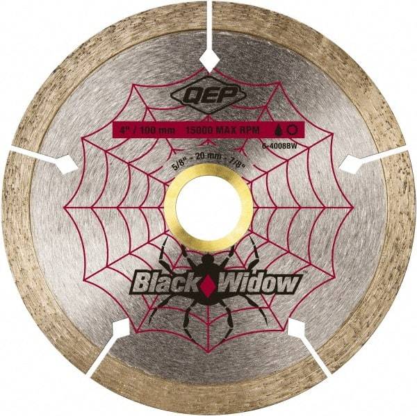 QEP - 4" Diam, 5/8" Arbor Hole Diam, Wet & Dry Cut Saw Blade - Diamond-Tipped, Smooth Action, Standard Round Arbor - All Tool & Supply