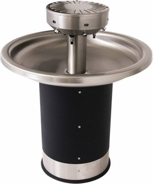 Acorn Engineering - Circular, Infrared Sensor, Floor Outlet Drain, 38-1/4" Diam, 6 Person Capacity, Stainless Steel & Vinylclad Galvanized Steel, Wash Fountain - 0.5 GPM - All Tool & Supply