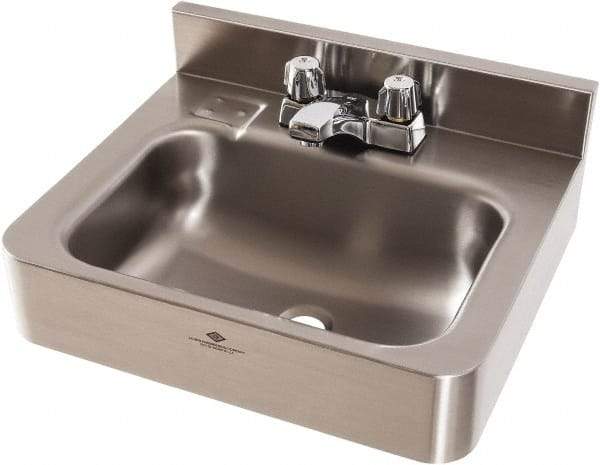 Acorn Engineering - 9-1/2" Long x 14-1/2" Wide Inside, 1 Compartment, Grade 304 Stainless Steel Lavatory Sink-Wall Hung - 16 Gauge, 15" Long x 18" Wide x 7" High Outside, 6" Deep - All Tool & Supply