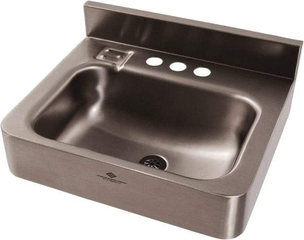 Acorn Engineering - 9-1/2" Long x 14-1/2" Wide Inside, 1 Compartment, Grade 304 Stainless Steel Lavatory Sink-Wall Hung - 16 Gauge, 15" Long x 18" Wide x 7" High Outside, 6" Deep - All Tool & Supply