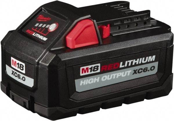 Milwaukee Tool - 18 Volt Lithium-Ion Power Tool Battery - 6 Ahr Capacity, 1 hr Charge Time, Series M18 RED - All Tool & Supply