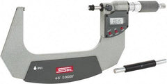 SPI - 4 to 5" Range, 0.00005" Resolution, Double Ratchet IP65 Electronic Outside Micrometer - 0.0002" Accuracy, Ratchet-Friction Thimble, Carbide Face, CR2032 Battery, Includes NIST Traceable Certification of Inspection - All Tool & Supply