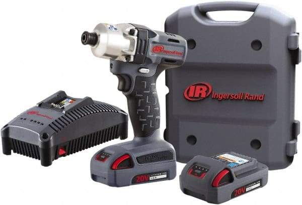 Ingersoll-Rand - 1/4" Drive 20 Volt Pistol Grip Cordless Impact Wrench & Ratchet - 1,900 RPM, 2,800 BPM, 160 Ft/Lb Torque, 2 Lithium-Ion Batteries Included - All Tool & Supply