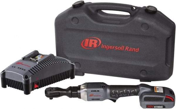 Ingersoll-Rand - 3/8" Drive 20 Volt Angled Cordless Impact Wrench & Ratchet - 225 RPM, 54 Ft/Lb Torque, 1 Lithium-Ion Battery Included - All Tool & Supply