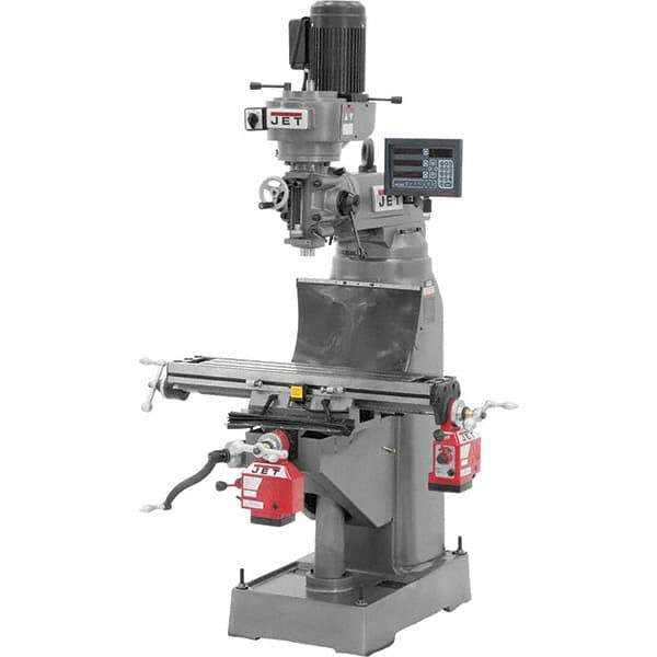 Jet - 7-7/8" Table Width x 35-3/4" Table Length, Variable Speed Pulley Control, 1 Phase Knee Milling Machine - R8 Spindle Taper, 1-1/2 hp - All Tool & Supply