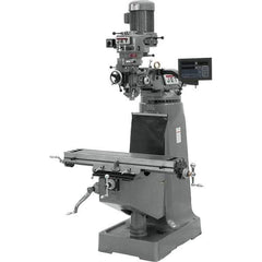 Jet - 9" Table Width x 42" Table Length, Variable Speed Pulley Control, 1 Phase Knee Milling Machine - R8 Spindle Taper, 2 hp - All Tool & Supply