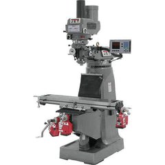 Jet - 9" Table Width x 49" Table Length, Variable Speed Pulley Control, 3 Phase Knee Milling Machine - R8 Spindle Taper, 3 hp - All Tool & Supply