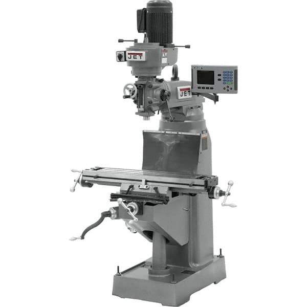 Jet - 7-7/8" Table Width x 35-3/4" Table Length, Variable Speed Pulley Control, 3 Phase Knee Milling Machine - R8 Spindle Taper, 1-1/2 hp - All Tool & Supply