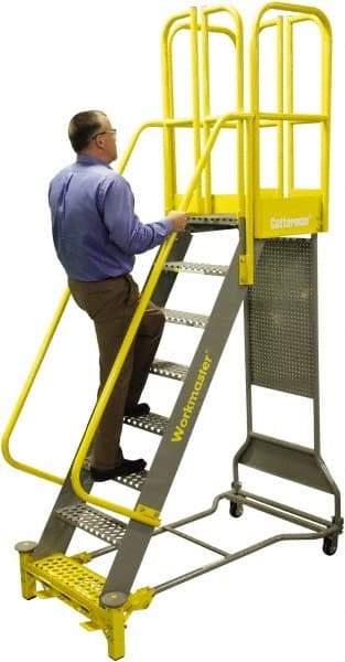 Cotterman - 60" 5 Step Super Duty Ladder - Rolling Safety Ladder, 1,000 Lb Capacity, 44" Base Width x 98" Base Depth, Grip Strut - All Tool & Supply