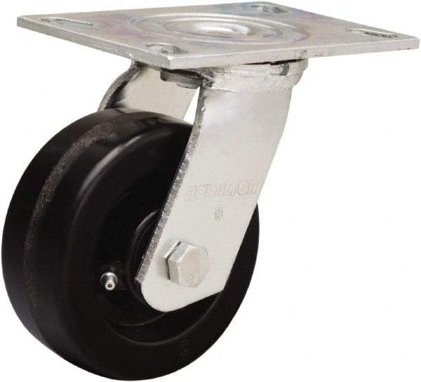 Hamilton - 5" Diam x 2" Wide x 6-1/2" OAH Top Plate Mount Swivel Caster - Phenolic, 900 Lb Capacity, Straight Roller Bearing, 4-1/2 x 6-1/4" Plate - All Tool & Supply