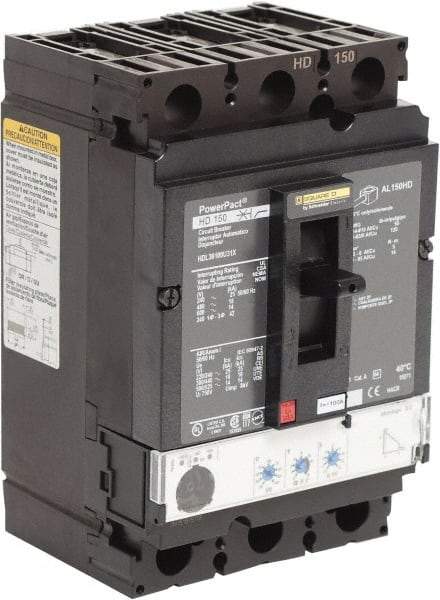 Square D - 100 Amp, 600 VAC, 3 Pole, Panel Mount Molded Case Circuit Breaker - Electronic Trip, Multiple Breaking Capacity Ratings, 14-3/0 AWG - All Tool & Supply