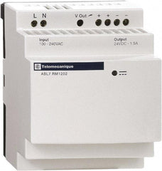 Schneider Electric - 60 Watt, 2.50 Amp, 200 to 240 VAC Input, 24 VDC Output, DIN Rail, Panel Power Supply - Screw Connection, 60mm Wide x 59mm Deep x 100mm High, 84-100% Efficiency, Green LED Output - All Tool & Supply