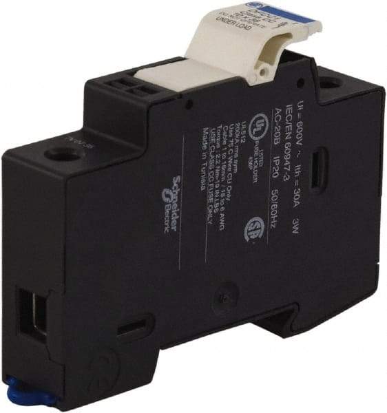 Schneider Electric - 1 Pole, 600 Volt, 30 Amp, DIN Rail Mount Fuse Holder - Compatible with CC Class, 17mm Wide Fuse - All Tool & Supply