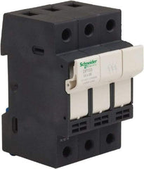 Schneider Electric - 3 Pole, 600 Volt, 32 Amp, DIN Rail Mount Fuse Holder - Compatible with 38mm Long x 52mm Wide and 10mm Diameter Fuse - All Tool & Supply