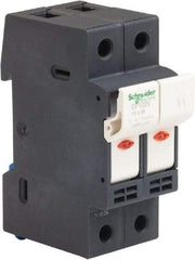 Schneider Electric - 2 Pole, 600 Volt, 32 Amp, DIN Rail Mount Fuse Holder - Compatible with AM,GG Class, 38mm Long x 35mm Wide and 10mm Diameter Fuse - All Tool & Supply