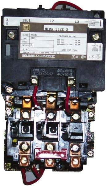 Square D - 208 Coil VAC at 60 Hz, 45 Amp, NEMA Size 2, Nonreversible Open Enclosure NEMA Motor Starter - All Tool & Supply