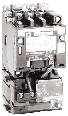 Square D - 24 Coil VAC at 60 Hz, 27 Amp, NEMA Size 1, Nonreversible Open Enclosure NEMA Motor Starter - 3 Phase hp: 10 at 460 VAC, 10 at 575 VAC, 7-1/2 at 200 VAC, 7-1/2 at 230 VAC - All Tool & Supply