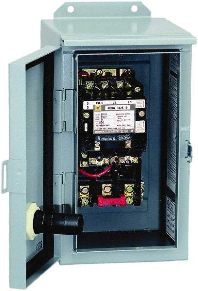 Square D - 3 Pole, 440 Coil VAC at 50 Hz and 480 Coil VAC at 60 Hz, 45 Amp NEMA Contactor - NEMA 12 Enclosure, 50 Hz at 440 VAC and 60 Hz at 480 VAC - All Tool & Supply