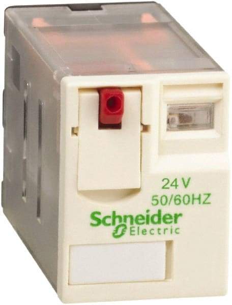 Schneider Electric - 2,500 VA Power Rating, Electromechanical Plug-in General Purpose Relay - 10 Amp at 250/277 VAC & 28/30 VDC, 5 at 250 VAC & 28 VDC, 3CO, 24 VAC at 50/60 Hz - All Tool & Supply