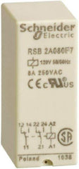 Schneider Electric - 2,000 VA Power Rating, Electromechanical Plug-in General Purpose Relay - 8 Amp at 250 VAC & 28 VDC, 2CO, 120 VAC - All Tool & Supply