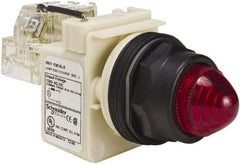 Schneider Electric - 120 V Red Lens LED Press-to-Test Indicating Light - Round Lens, Screw Clamp Connector, Corrosion Resistant, Dust Resistant, Oil Resistant - All Tool & Supply