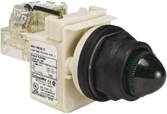 Schneider Electric - 120 V Green Lens LED Press-to-Test Indicating Light - Round Lens, Screw Clamp Connector, Corrosion Resistant, Dust Resistant, Oil Resistant - All Tool & Supply