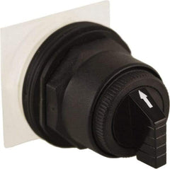 Schneider Electric - 30mm Mount Hole, 3 Position, Knob and Pushbutton Operated, Selector Switch Only - Black, Momentary (MO), without Contact Blocks, Anticorrosive, Weatherproof, Dust and Oil Resistant - All Tool & Supply