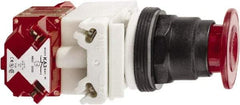 Schneider Electric - 30mm Mount Hole, Extended Straight, Pushbutton Switch with Contact Block - Red Pushbutton, Maintained (MA), Momentary (MO) - All Tool & Supply