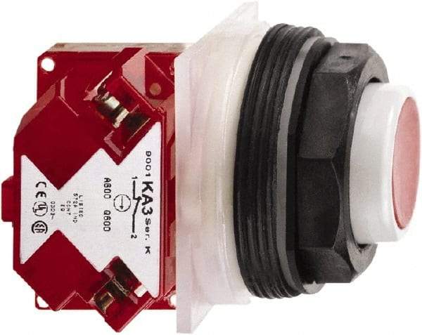 Schneider Electric - 30mm Mount Hole, Extended Straight, Pushbutton Switch with Contact Block - Octagon, Red Pushbutton, Momentary (MO) - All Tool & Supply