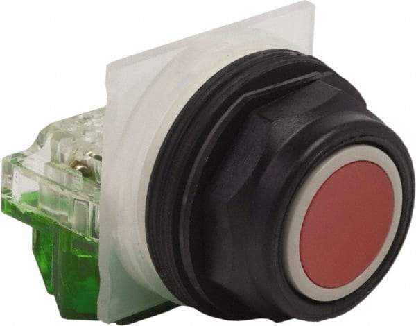 Schneider Electric - 30mm Mount Hole, Extended Straight, Pushbutton Switch with Contact Block - Red Pushbutton, Momentary (MO) - All Tool & Supply