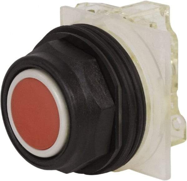 Schneider Electric - 30mm Mount Hole, Flush, Pushbutton Switch with Contact Block - Octagon, Red Pushbutton, Momentary (MO) - All Tool & Supply