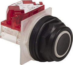 Schneider Electric - 30mm Mount Hole, Extended Straight, Pushbutton Switch with Contact Block - Black Pushbutton, Momentary (MO) - All Tool & Supply