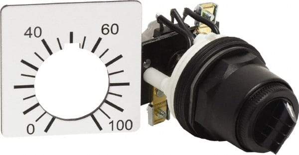 Square D - 2,500 Ohm, 30mm, 300 VAC Potentiometer - 2 Watts, Nonilluminated, Knob Operated, NEMA 4, 13 - All Tool & Supply