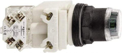 Schneider Electric - 30mm Mount Hole, Extended Straight, Pushbutton Switch with Contact Block - Green Pushbutton, Momentary (MO) - All Tool & Supply