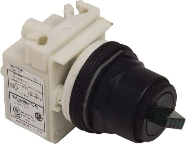 Schneider Electric - 1.18 Inch Mount Hole, 2 Position, Knob and Pushbutton Operated, Selector Switch Only - Green, Maintained (MA), without Contact Blocks, Anticorrosive, Weatherproof, Dust and Oil Resistant - All Tool & Supply