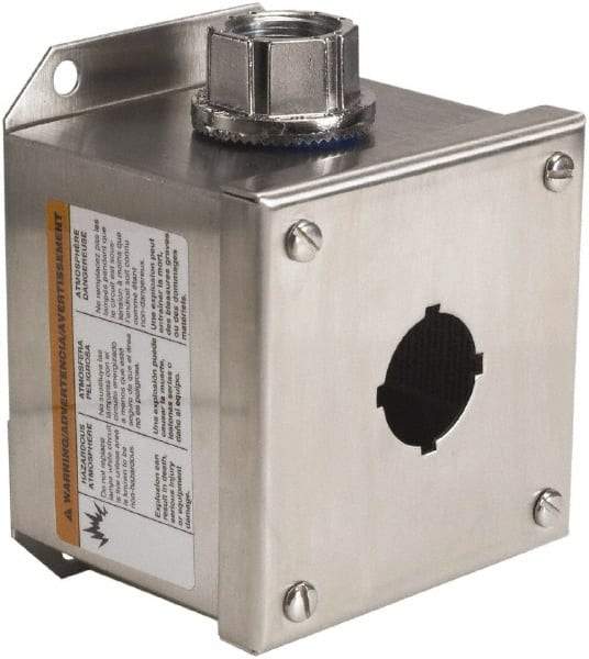 Schneider Electric - 1 Hole, 30mm Hole Diameter, Stainless Steel Pushbutton Switch Enclosure - 1, 3, 4, 12, 4X NEMA Rated - All Tool & Supply