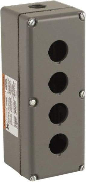 Schneider Electric - 4 Hole, 30mm Hole Diameter, Aluminum Pushbutton Switch Enclosure - 1, 3, 4, 6, 12, 13 NEMA Rated - All Tool & Supply