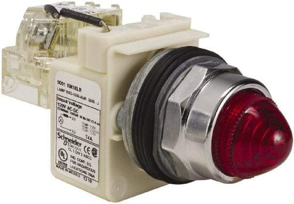 Schneider Electric - 120 VAC Red Lens LED Indicating Light - Screw Clamp Connector - All Tool & Supply