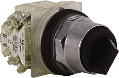 Schneider Electric - 30mm Mount Hole, 2 Position, Knob and Pushbutton Operated, Selector Switch - Black, Maintained (MA), 2NO/2NC, Weatherproof and Dust and Oil Resistant - All Tool & Supply