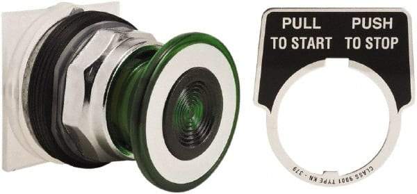 Schneider Electric - 30mm Mount Hole, Extended Straight, Pushbutton Switch Only - Green Pushbutton, Maintained (MA) - All Tool & Supply