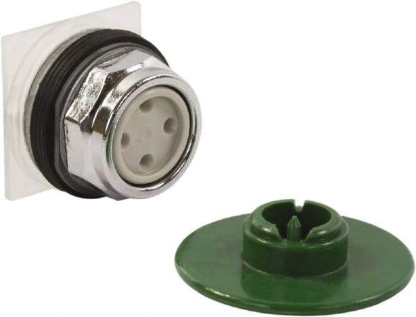 Schneider Electric - 1.18 Inch Mount Hole, Extended Straight, Pushbutton Switch Only - Round, Green Pushbutton, Momentary (MO), Weatherproof, Dust and Oil Resistant - All Tool & Supply