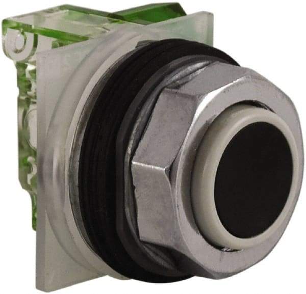 Schneider Electric - 30mm Mount Hole, Extended Straight, Pushbutton Switch with Contact Block - Black Pushbutton, Momentary (MO) - All Tool & Supply