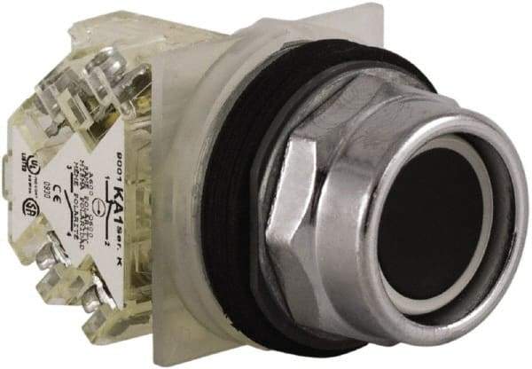 Schneider Electric - 30mm Mount Hole, Extended Straight, Pushbutton Switch with Contact Block - Black Pushbutton, Momentary (MO) - All Tool & Supply