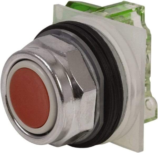 Schneider Electric - 30mm Mount Hole, Extended Straight, Pushbutton Switch with Contact Block - Red Pushbutton, Momentary (MO) - All Tool & Supply